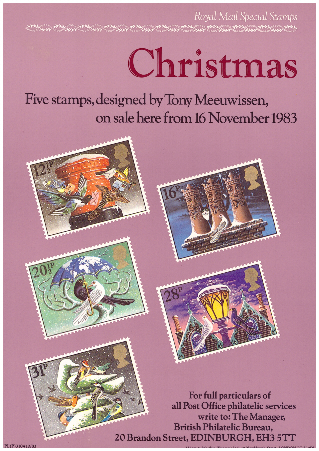 (image for) 1983 Christmas Post Office A4 poster. PL(P)3104 10/83. - Click Image to Close